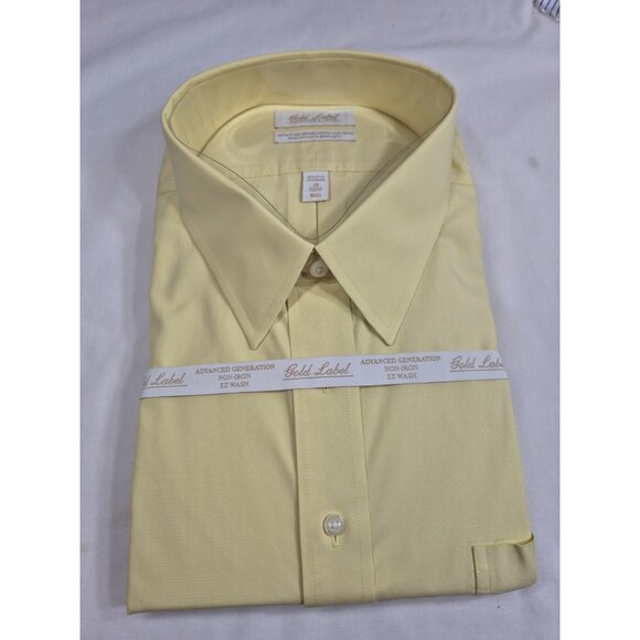 Roundtree & Yorke gold label Shirt Size 20 36-37 Yellow Advance Pinpoint (11) - Picture 1 of 4
